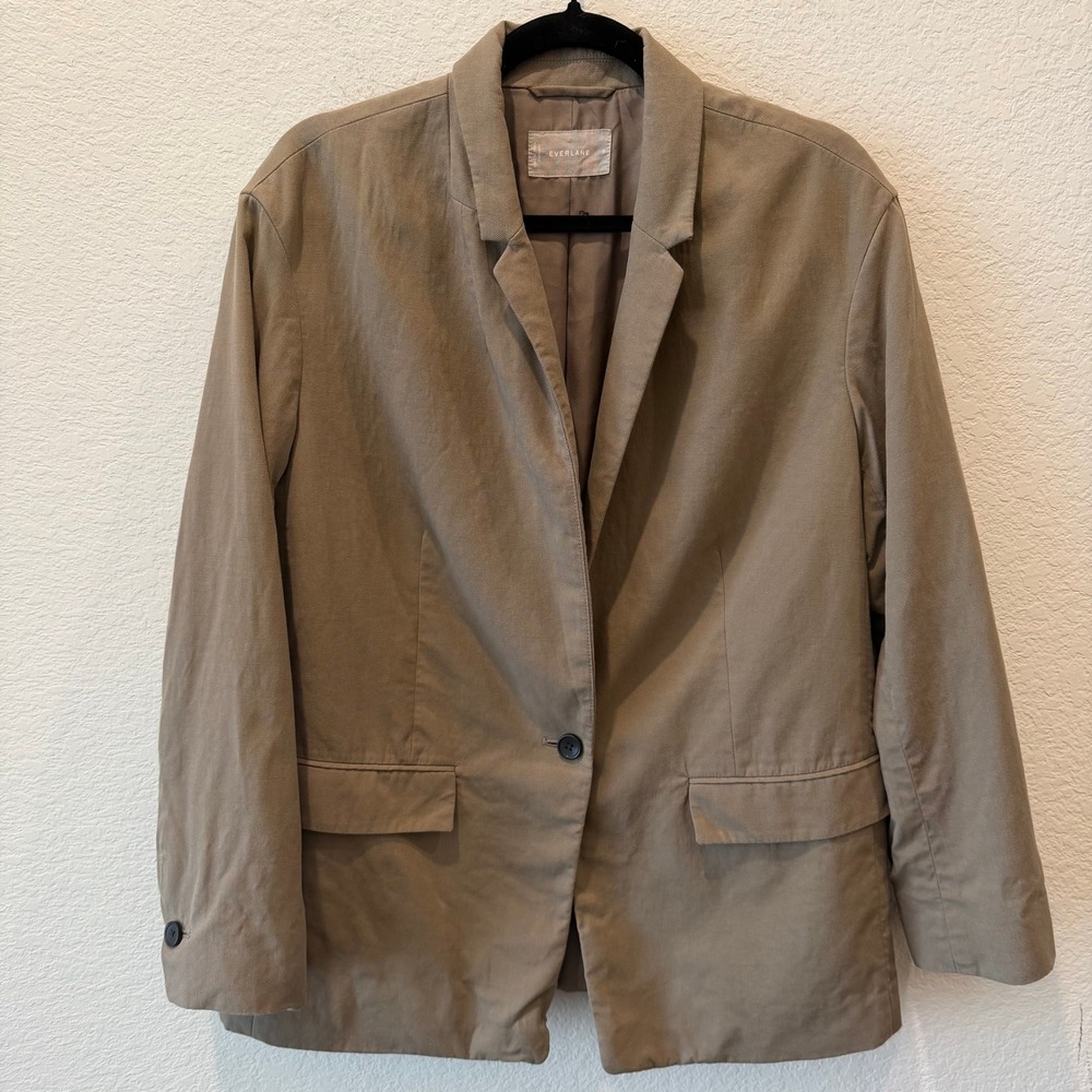 Everlane The Put-Together Blazer Khaki Tan Tencel Lyocell Size 8